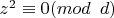 $z^2 \equiv 0 (mod \verb