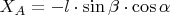 $X_A = -l\cdot \sin\beta \cdot \cos\alpha $