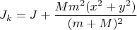 $$J_{k}=J+\frac{Mm^{2}(x^2+y^2)}{(m+M)^2}$$