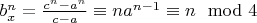 $b_x^n=\frac{c^n-a^n}{c-a} \equiv n a^{n-1} \equiv n \mod 4$