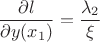 \[
\frac{{\partial l}}{{\partial y(x_1 )}} = \frac{{\lambda _2 }}{\xi }
\]
