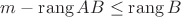 $m-\operatorname{rang}AB\le \operatorname{rang} B$