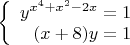 $$\left\{
\begin{array}{rcl}
 y^{x^4+x^2-2x}=1& \\
 (x+8)y=1& \\
\end{array}
\right.$$