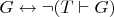 $G \leftrightarrow \neg (T \vdash G)$