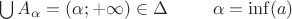 $\bigcup A_\alpha = (\alpha;+\infty) \in \Delta\;\;\;\;\;\;\;\;\;\alpha=\inf(a)$