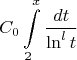 $$C_0\int\limits_{2}^{x}\frac{dt}{\ln^{l}t}$$