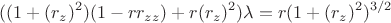 $$((1+(r_{z})^{2})(1-r r_{zz})+r(r_{z})^{2})\lambda = r(1+(r_{z})^{2})^{3/2}$$