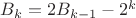 $B_k=2B_{k-1}-2^k$