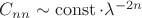 $C_{nn} \sim \operatorname{const} \cdot \lambda ^{-2n}$