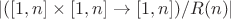 $\[|([1,n] \times [1,n] \to [1,n])/R(n)|\]$