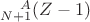 ${}^A_{\hphantom{A}\llap{\(\scriptstyle N+1\)}}(Z-1)$