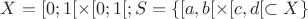 $X=[0;1[\times[0;1[; S=\{[a,b[\times[c,d[\subset X\}$