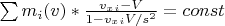 $\sum m_i(v)*\frac{v_x_i-V}{1-v_x_iV/s^2} = const