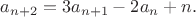 $a_{n+2}=3a_{n+1}-2a_{n}+n.$