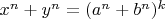 $x^n+y^n=(a^n+b^n)^k$