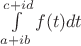 $\int\limits_{a+ib}^{c+id}f(t)dt$