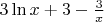 $3\ln x+3-\frac3x$