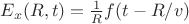 $E_x(R,t)=\frac{1}{R}f(t-R/v)$