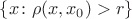 $\{x\colon \rho(x,x_0)>r\}$