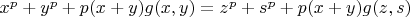 $x^p+y^p+p(x+y)g(x,y) = z^p+s^p+p(x+y)g(z,s)$