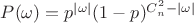 $P(\omega) = p^{|\omega|} (1-p)^{C_n^2-|\omega|}$