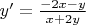 $y'=\frac{-2x-y}{x+2y}$