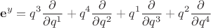 $$
{\bf e}^{y} = q^3 \frac{\partial}{\partial q^1}
+q^4 \frac{\partial}{\partial q^2}
+q^1 \frac{\partial}{\partial q^3}
+q^2 \frac{\partial}{\partial q^4}
$$