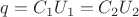 $q=C_1U_1=C_2U_2$
