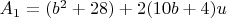 $A_1=(b^2+28)+2 (10 b+4) u$