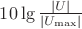 $10 \lg\frac{|U|}{|U_\mathrm{max}|}$