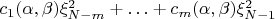 $c_1(\alpha,\beta)\xi_{N-m}^2+\ldots+c_m(\alpha,\beta)\xi_{N-1}^2$