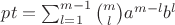 $pt=\sum_{l=1}^{m-1} \binom{m}{l} a^{m-l} b^{l}$