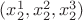 $(x^1_2,x^2_2,x^3_2)$