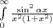 $
\[\int\limits_0^\infty  {\frac{{\sin^2\alpha x}}{{{x^2}(1 + {x^2})}}} \]
$