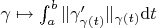 $\gamma\mapsto \int_a^b\|\gamma'_{\gamma(t)}\|_{\gamma(t)}{\rm d}t$