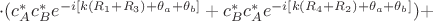 $\cdot(c_A^* c_B^* e^{-i[k(R_1+R_3)+\theta_a+\theta_b]}+c_B^* c_A^* e^{-i [k(R_4+R_2)+\theta_a+\theta_b]})+$