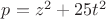 $p=z^2+25t^2$