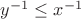 $y^{-1}\le x^{-1}$