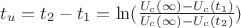 $t_u = t_2-t_1 = \ln(\frac{U_c(\infty)-U_c(t_1)}{U_c(\infty)-U_c(t_2)})$ $t_u = t_2-t_1 = \ln(\frac{U_c(\infty)-U_c(t_1)}{U_c(\infty)-U_c(t_2)})$