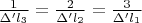 $\frac {1}{\Delta{'l_3}}=\frac 2 {\Delta{'l_2}}=\frac 3 {\Delta{'l_1}}$