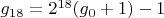 $g_{18}=2^{18}(g_0+1)-1$