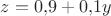 $z=0{,}9+0{,}1y$