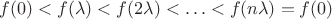 $f(0) < f(\lambda) < f(2\lambda) < \ldots < f(n\lambda) = f(0)$