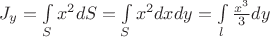 $J_y =\int\limits_S  x^2dS =\int\limits_S  x^2dxdy =\int\limits_l \frac{x^3}{3}dy$