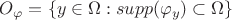 $O_{\varphi} = \left \{  y \in \Omega: supp(\varphi_y) \subset \Omega  \right \}$
