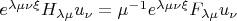 $e^{\lambda\mu\nu\xi}H_{\lambda\mu}u_\nu=\mu^{-1} e^{\lambda\mu\nu\xi}F_{\lambda\mu}u_\nu$