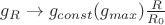 $g_R \to g_{const}(g_{max})\frac{R}{R_0}$
