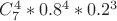 $C^4_7* 0.8^4 *0.2^3$