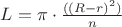 $L = \pi \cdot \frac{((R-r)^2)}{n}$