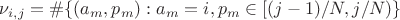 $\nu_{i,j} = \# \{(a_m,p_m): a_m=i, p_m\in [(j-1)/N,j/N)\}$